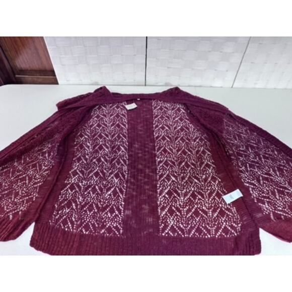 NWT!! Maurices Burgundy Short Sleeve Open Knit Sweater,Hippie,Gypsy,Boho,Beach - Picture 9 of 10